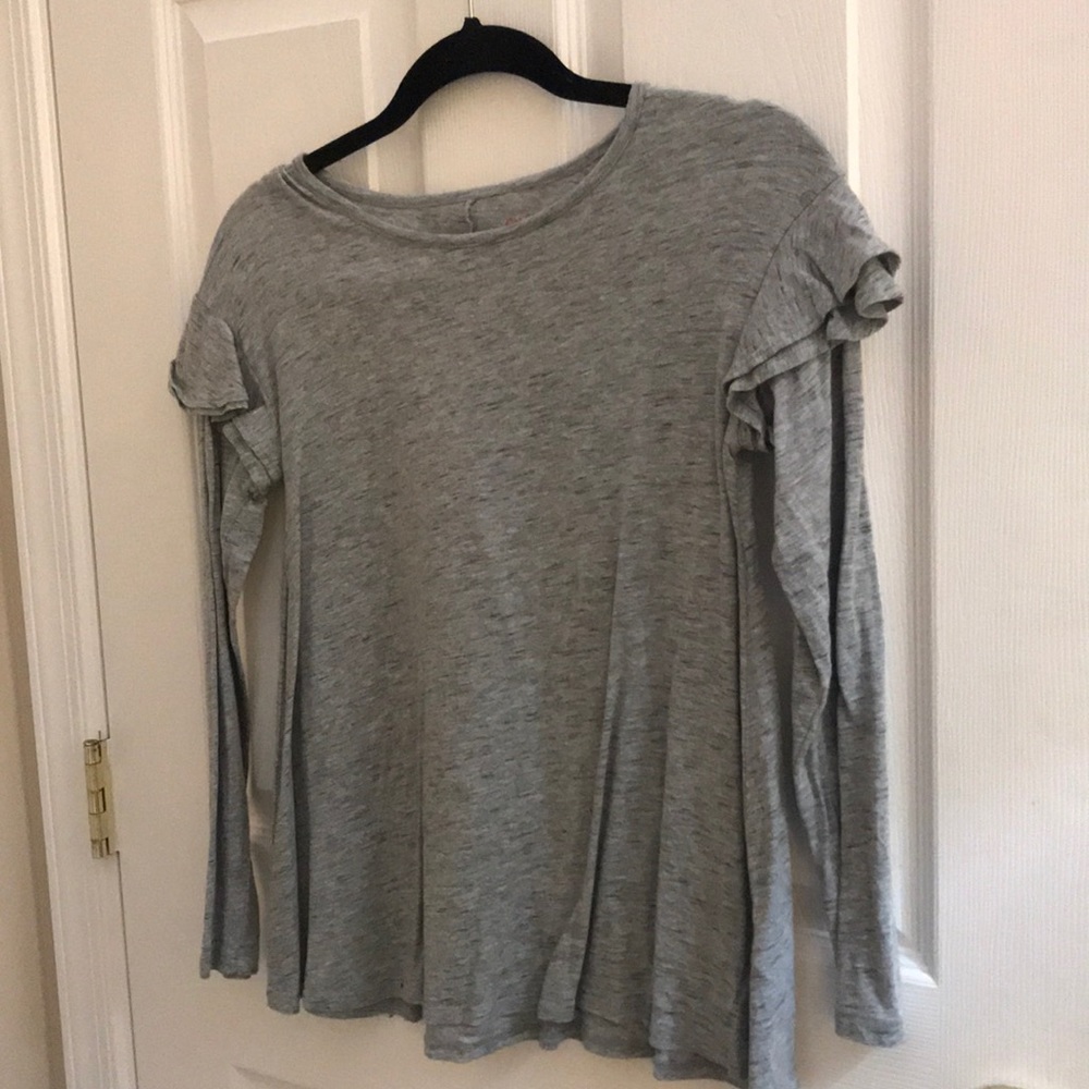 Long sleeve Gray Ruffle Top